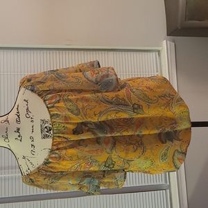 New York & Company Yellow Paisley Blouse 3/4 sleeve